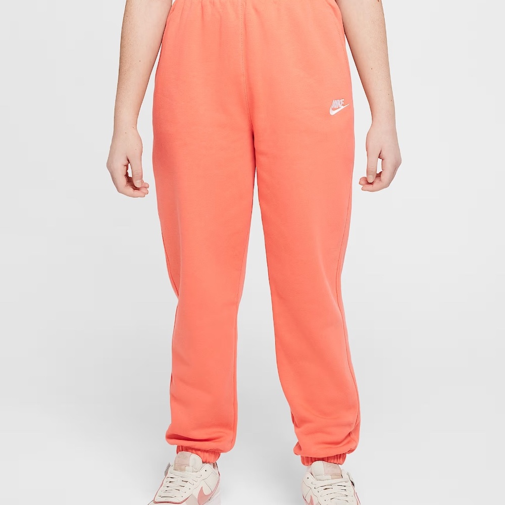 Nike Club Fleece Big Kids Sweatpants, NWT, Size Small, Orange/Coral, Warm